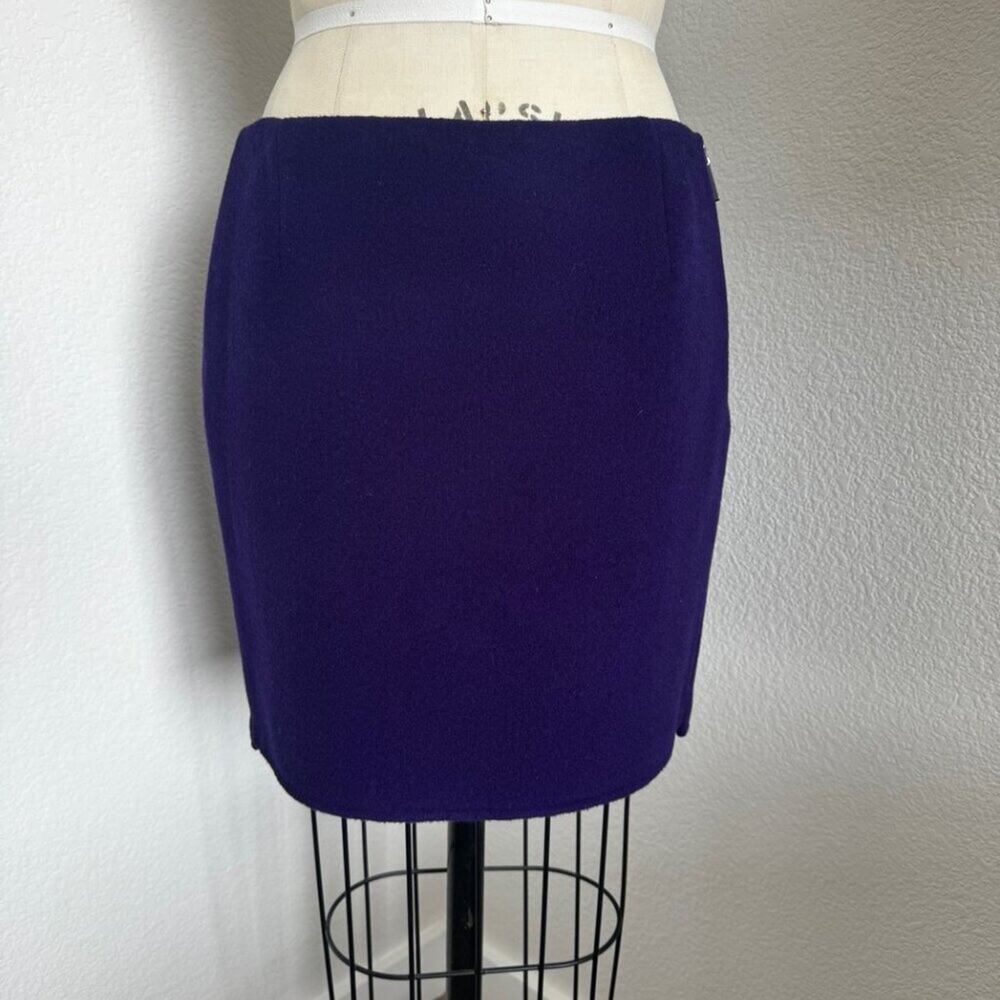 Elie Tahari | Purple Wool Hi-Lo Mini Skirt Size 6 - Picture 10 of 10